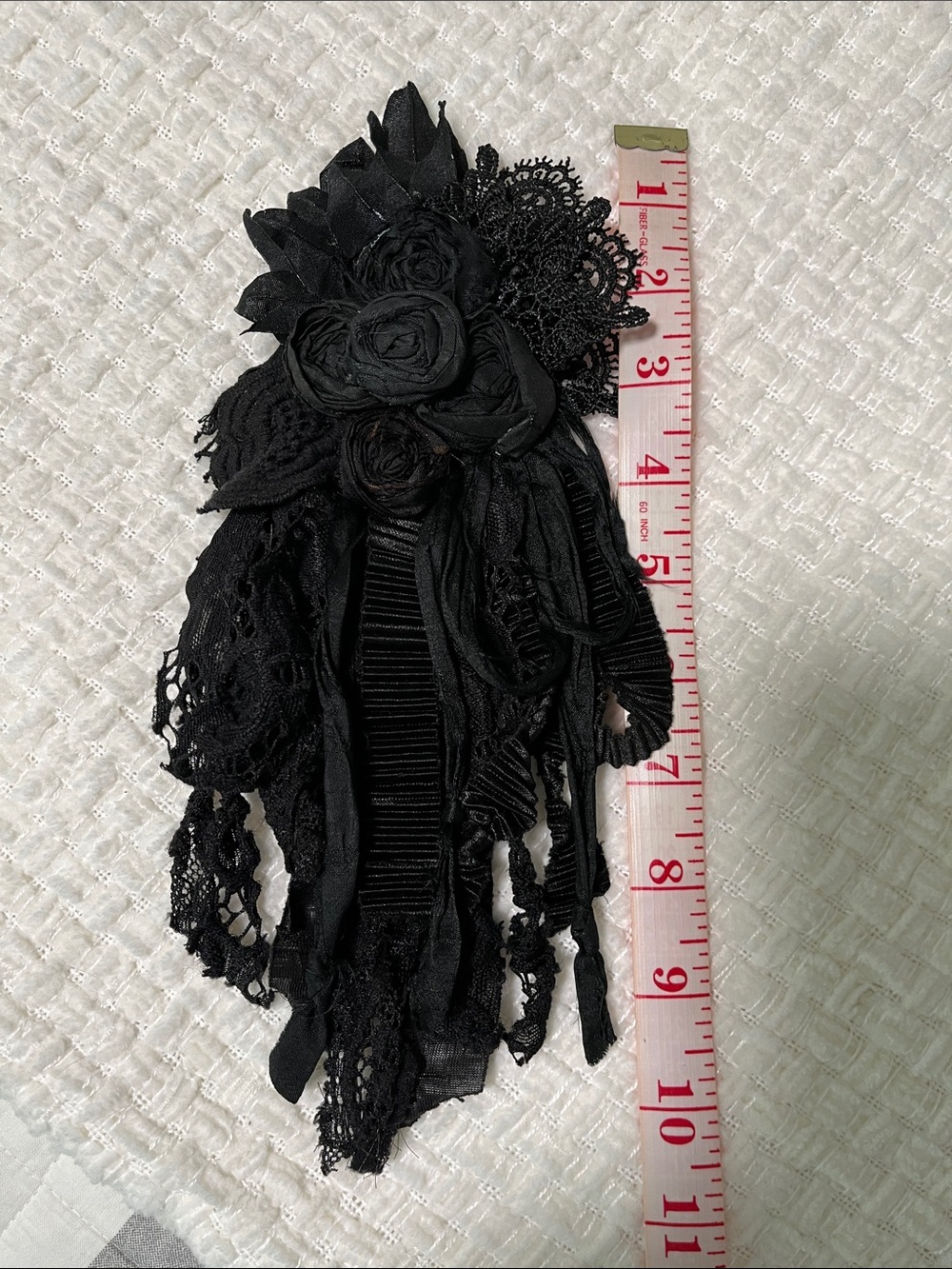 Black Scrappy Flower Pin - Picture 6 of 6